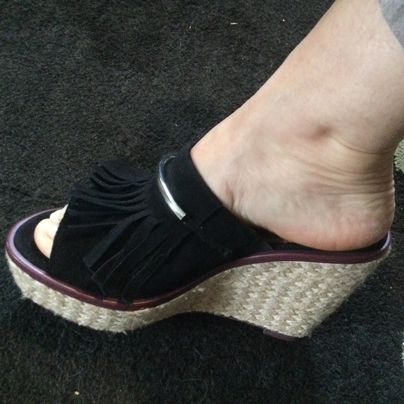 Franco Sarto Black Suede Leather Wedges size 6M - Picture 5 of 11